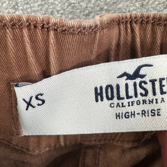 Hollister High Rise Mini Skirt Size X-Small Brown Denim Pleated Hem Y2k - Picture 4 of 9